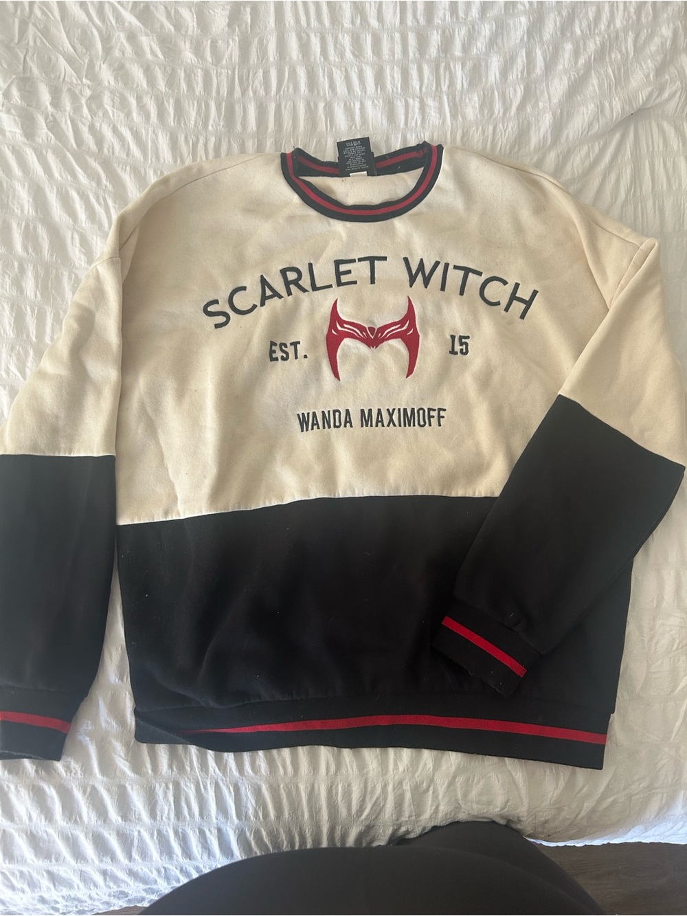 Scarlet Witch Colorblock Crewneck Sweater - Black & Cream